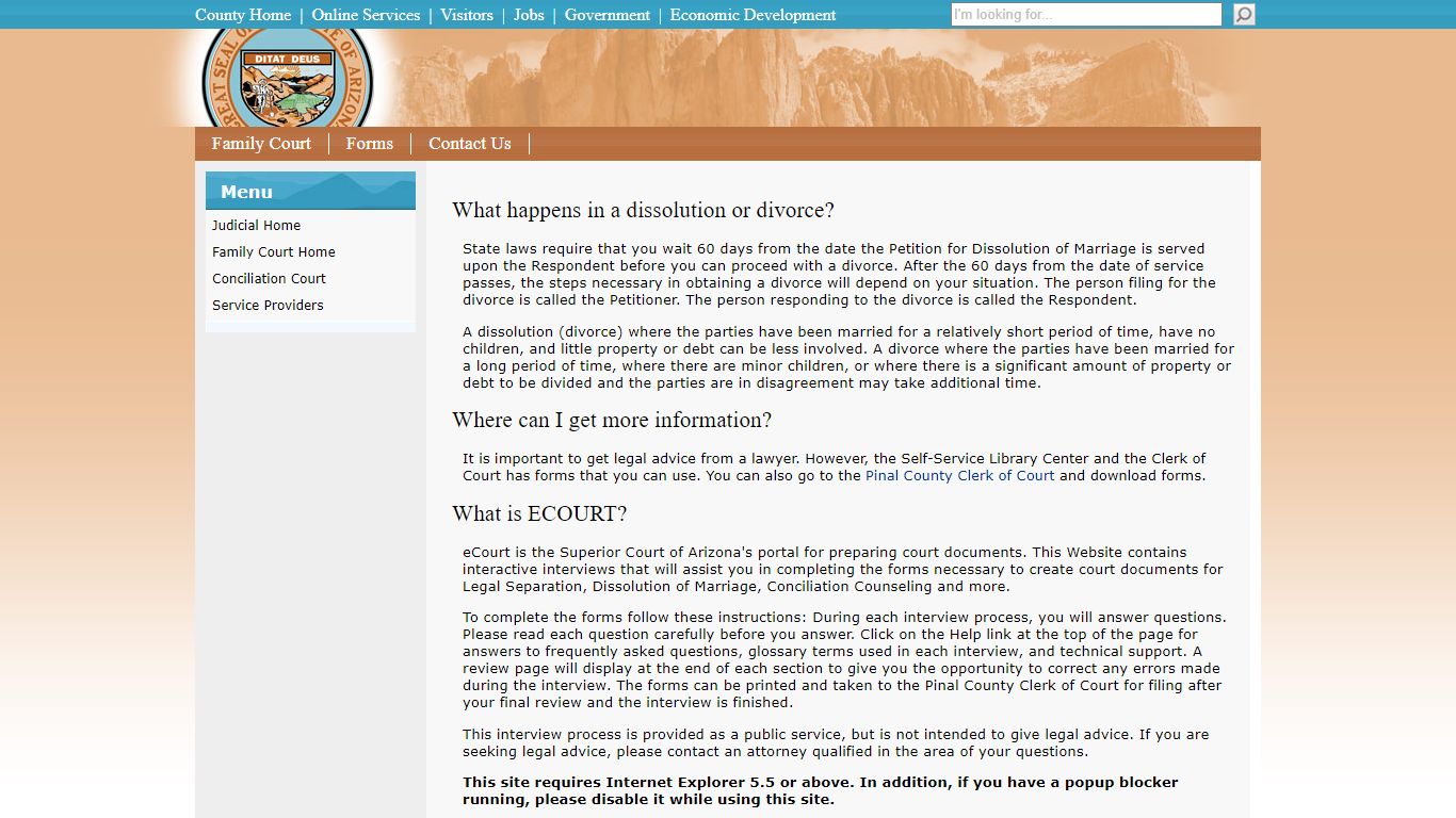 Divorce FAQ - Pinal County